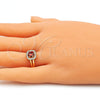 Oro Laminado Multi Stone Ring, Gold Filled Style with Garnet and White Cubic Zirconia, Polished, Golden Finish, 01.210.0123.2.09 (Size 9)