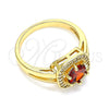 Oro Laminado Multi Stone Ring, Gold Filled Style with Garnet and White Cubic Zirconia, Polished, Golden Finish, 01.210.0123.2.09 (Size 9)