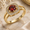 Oro Laminado Multi Stone Ring, Gold Filled Style with Garnet and White Cubic Zirconia, Polished, Golden Finish, 01.210.0123.2.09 (Size 9)
