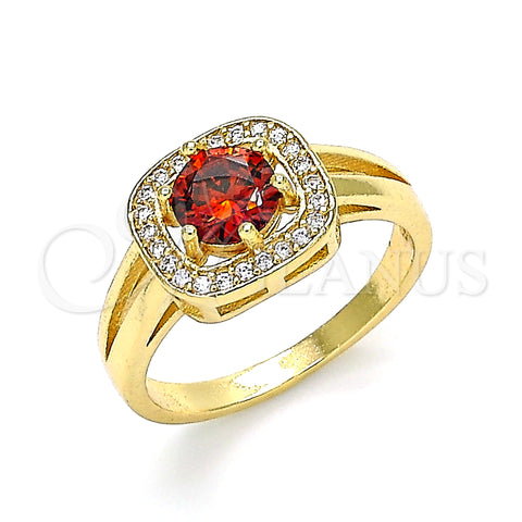 Oro Laminado Multi Stone Ring, Gold Filled Style with Garnet and White Cubic Zirconia, Polished, Golden Finish, 01.210.0123.2.09 (Size 9)
