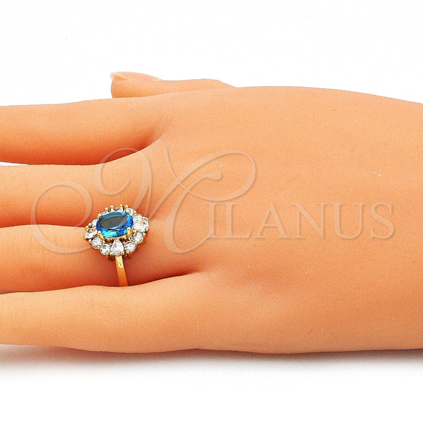 Gold Filled Ring — Multi Stone Ring Teardrop Design with Blue Topaz — alternate product view — SKU 142608 | Oro Laminado anillo — Multi Stone Ring Teardrop diseño with Blue Topaz — SKU 142608