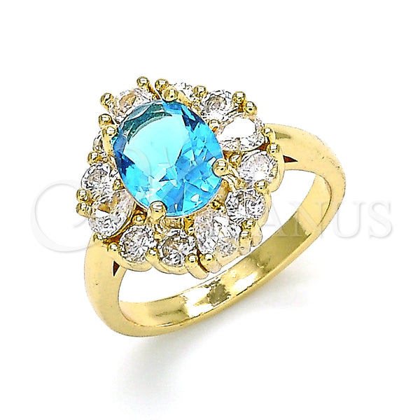 Gold Filled Ring — Multi Stone Ring Teardrop Design with Blue Topaz — main product view — SKU 142608 | Oro Laminado anillo — Multi Stone Ring Teardrop diseño with Blue Topaz — SKU 142608