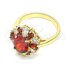Oro Laminado Multi Stone Ring, Gold Filled Style Teardrop Design, with Garnet and White Cubic Zirconia, Polished, Golden Finish, 01.210.0124.1.06 (Size 6)