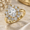 Oro Laminado Multi Stone Ring, Gold Filled Style Teardrop Design, with White Cubic Zirconia, Polished, Golden Finish, 01.210.0124.2.06 (Size 6)