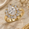 Oro Laminado Multi Stone Ring, Gold Filled Style Teardrop Design, with White Cubic Zirconia, Polished, Golden Finish, 01.210.0124.2.07 (Size 7)