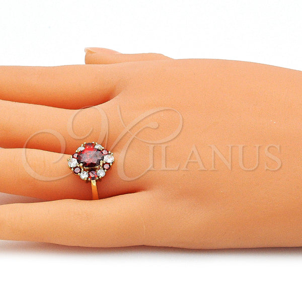 Gold Filled Ring — Multi Stone Ring Teardrop Design with Garnet and — alternate product view — SKU 142615 | Oro Laminado anillo — Multi Stone Ring Teardrop diseño with Garnet and — SKU 142615
