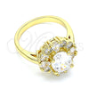 Oro Laminado Multi Stone Ring, Gold Filled Style Teardrop Design, with White Cubic Zirconia, Polished, Golden Finish, 01.210.0124.2.08 (Size 8)