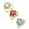 Oro Laminado Multi Stone Ring, Gold Filled Style Teardrop Design, with White Cubic Zirconia, Polished, Golden Finish, 01.210.0124.2.08 (Size 8)