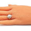 Oro Laminado Multi Stone Ring, Gold Filled Style Teardrop Design, with White Cubic Zirconia, Polished, Golden Finish, 01.210.0124.2.09 (Size 9)
