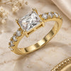 Oro Laminado Multi Stone Ring, Gold Filled Style with White Cubic Zirconia, Polished, Golden Finish, 01.210.0125.09 (Size 9)