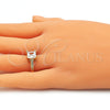 Oro Laminado Multi Stone Ring, Gold Filled Style with White Cubic Zirconia, Polished, Golden Finish, 01.210.0127.08 (Size 8)