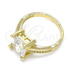 Oro Laminado Multi Stone Ring, Gold Filled Style with White Cubic Zirconia, Polished, Golden Finish, 01.210.0127.08 (Size 8)