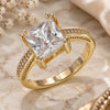 Oro Laminado Multi Stone Ring, Gold Filled Style with White Cubic Zirconia, Polished, Golden Finish, 01.210.0127.08 (Size 8)