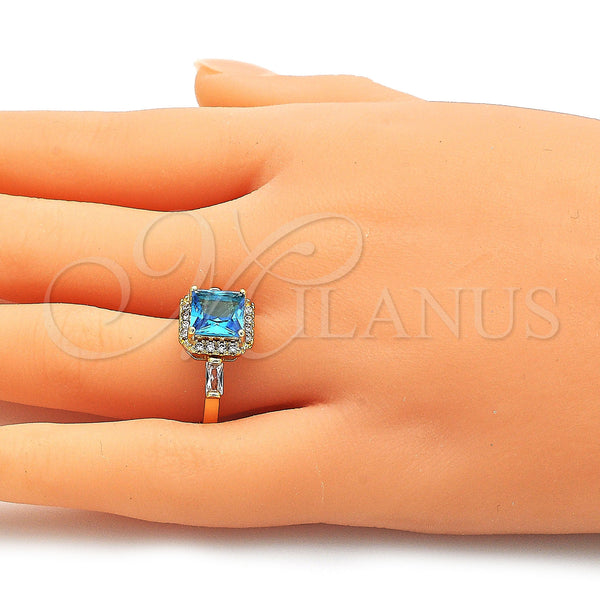 Gold Filled Ring — Multi Stone Ring Baguette Design with Blue Topaz — alternate product view — SKU 142646 | Oro Laminado anillo — Multi Stone Ring Baguette diseño with Blue Topaz — SKU 142646