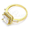 Oro Laminado Multi Stone Ring, Gold Filled Style with White Cubic Zirconia, Polished, Golden Finish, 01.210.0129.07 (Size 7)
