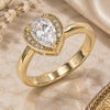 Oro Laminado Multi Stone Ring, Gold Filled Style Heart and Teardrop Design, with White Cubic Zirconia, Polished, Golden Finish, 01.210.0130.5.06 (Size 6)