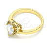 Oro Laminado Multi Stone Ring, Gold Filled Style Heart and Teardrop Design, with White Cubic Zirconia, Polished, Golden Finish, 01.210.0130.5.08 (Size 8)