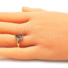 Oro Laminado Multi Stone Ring, Gold Filled Style Heart and Teardrop Design, with Garnet and White Cubic Zirconia, Polished, Golden Finish, 01.210.0130.2.09 (Size 9)
