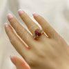 Oro Laminado Multi Stone Ring, Gold Filled Style with Brown Goldstone Venturina and White Cubic Zirconia, Polished, Golden Finish, 01.210.0131.07 (Size 7)