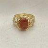 Oro Laminado Multi Stone Ring, Gold Filled Style with Brown Goldstone Venturina and White Cubic Zirconia, Polished, Golden Finish, 01.210.0131.07 (Size 7)