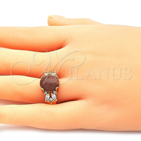 Gold Filled Ring — Multi Stone Ring with Brown Goldstone Venturina and — alternate product view — SKU 142681 | Oro Laminado anillo — Multi Stone Ring with Brown Goldstone Venturina and — SKU 142681