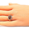 Oro Laminado Multi Stone Ring, Gold Filled Style Evil Eye Design, with Brown Goldstone Venturina and White Cubic Zirconia, Polished, Golden Finish, 01.210.0133.07 (Size 7)