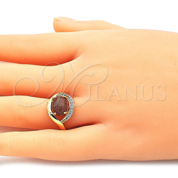 Gold Filled Ring — Multi Stone Ring Evil Eye Design with Brown — alternate product view — SKU 142688 | Oro Laminado anillo — Multi Stone Ring Evil Eye diseño with Brown — SKU 142688