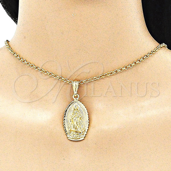 Gold Filled Pendant — Religious Pendant Guadalupe Design Polished 05. — alternate product view — SKU 142690 | Oro Laminado dije — Religious Pendant Guadalupe diseño pulido 05. — SKU 142690