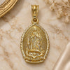 Oro Laminado Religious Pendant, Gold Filled Style Guadalupe Design, Polished, Golden Finish, 05.351.0167