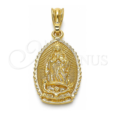 Oro Laminado Religious Pendant, Gold Filled Style Guadalupe Design, Polished, Golden Finish, 05.351.0167