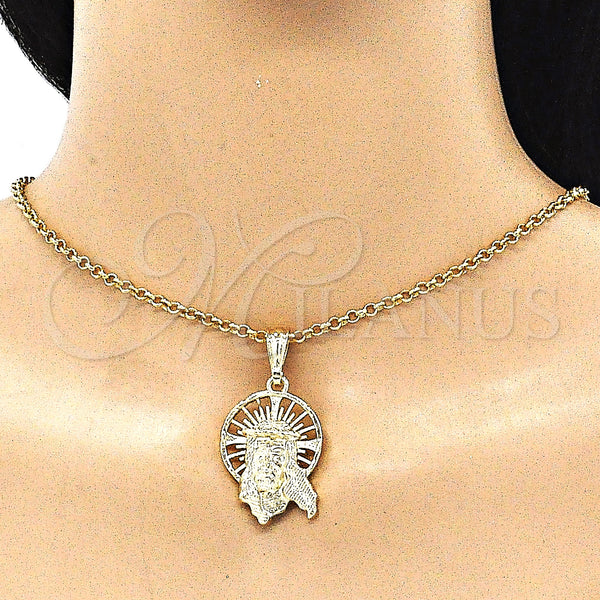 Gold Filled Pendant — Religious Pendant Jesus Design Polished 05. — alternate product view — SKU 142694 | Oro Laminado dije — Religious Pendant Jesus diseño pulido 05. — SKU 142694