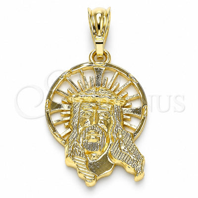Oro Laminado Religious Pendant, Gold Filled Style Jesus Design, Polished, Golden Finish, 05.351.0169.1