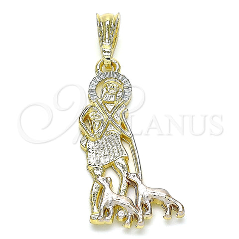 Oro Laminado Religious Pendant, Gold Filled Style San Lazaro Design, Polished, Tricolor, 05.351.0170