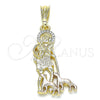 Oro Laminado Religious Pendant, Gold Filled Style San Lazaro Design, Polished, Tricolor, 05.351.0170