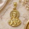 Oro Laminado Religious Pendant, Gold Filled Style Sagrado Corazon de Jesus Design, Polished, Golden Finish, 05.351.0138.1