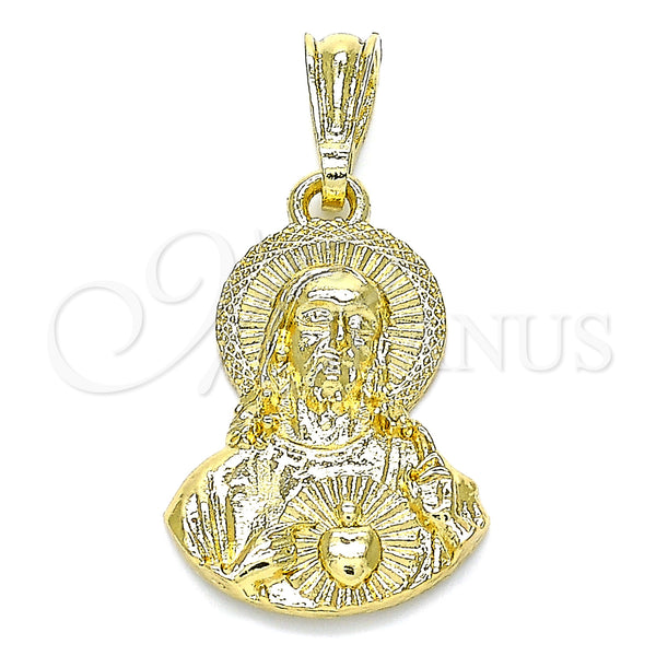 Gold Filled Pendant — Religious Pendant Sagrado Corazon de Jesus Design Polished — main product view — SKU 142696 | Oro Laminado dije — Religious Pendant Sagrado Corazon de Jesus diseño pulido — SKU 142696