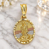 Oro Laminado Religious Pendant, Gold Filled Style Guadalupe Design, Polished, Tricolor, 05.351.0172