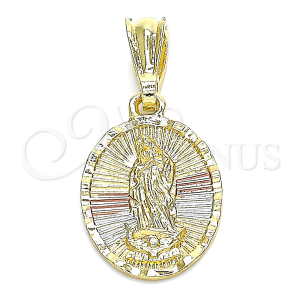 Gold Filled Pendant — Religious Pendant Guadalupe Design Polished Tricolor 05. — main product view — SKU 142698 | Oro Laminado dije — Religious Pendant Guadalupe diseño pulido Tricolor 05. — SKU 142698