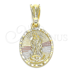 Gold Filled Pendant — Religious Pendant Guadalupe Design Polished Tricolor 05. — main product view — SKU 142698 | Oro Laminado dije — Religious Pendant Guadalupe diseño pulido Tricolor 05. — SKU 142698