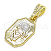 Oro Laminado Fancy Pendant, Gold Filled Style Little Girl Design, Polished, Tricolor, 05.351.0175