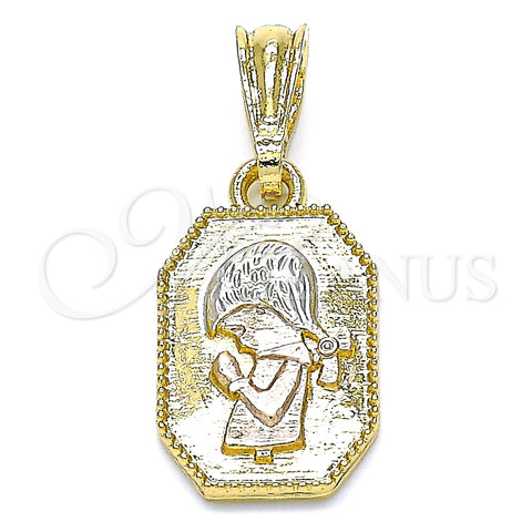 Oro Laminado Fancy Pendant, Gold Filled Style Little Girl Design, Polished, Tricolor, 05.351.0175