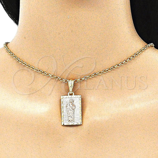 Gold Filled Pendant — Religious Pendant San Judas Design Polished Tricolor 05. — alternate product view — SKU 142702 | Oro Laminado dije — Religious Pendant San Judas diseño pulido Tricolor 05. — SKU 142702