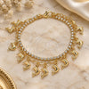 Oro Laminado Charm Bracelet, Gold Filled Style Dolphin and Paperclip Design, with White Crystal, Polished, Golden Finish, 03.372.0007.08 (03 MM Thickness, 8 Inches Length)