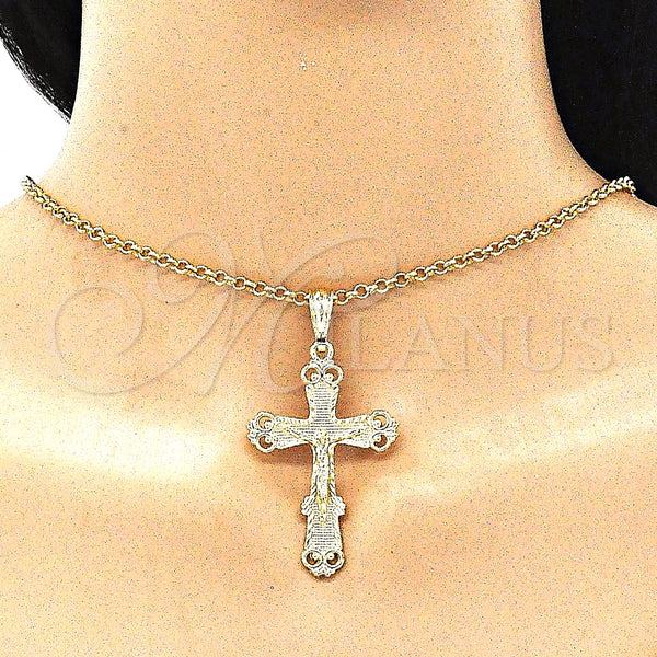 Gold Filled Pendant — Religious Pendant Crucifix Design Polished 05. — alternate product view — SKU 142725 | Oro Laminado dije — Religious Pendant Crucifix diseño pulido 05. — SKU 142725