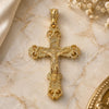 Oro Laminado Religious Pendant, Gold Filled Style Crucifix Design, Polished, Golden Finish, 05.351.0181