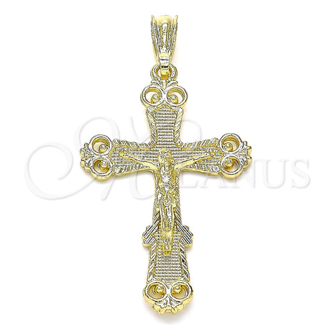 Oro Laminado Religious Pendant, Gold Filled Style Crucifix Design, Polished, Golden Finish, 05.351.0181