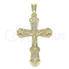 Oro Laminado Religious Pendant, Gold Filled Style Crucifix Design, Polished, Golden Finish, 05.351.0181