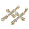 Oro Laminado Religious Pendant, Gold Filled Style Crucifix Design, Polished, Golden Finish, 05.351.0181