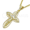 Oro Laminado Religious Pendant, Gold Filled Style Crucifix Design, Polished, Golden Finish, 05.351.0182