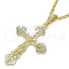 Oro Laminado Religious Pendant, Gold Filled Style Crucifix Design, Polished, Golden Finish, 05.351.0183